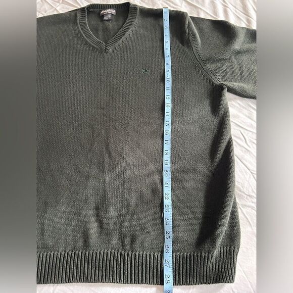 Eddie Bauer Men's Dark Green V-Neck Sweater 100% Cotton Heavyweight Size XXL - Picture 10 of 10